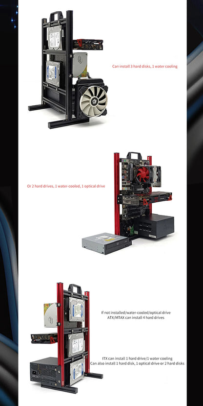DIY Computer Open Frame,Vertical ATX/ ITX / MATX Gamer Cabinet Aluminum,Modding Desktop Gaming PC Case Water Air Cooler.