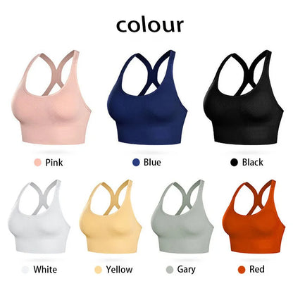 Shockproof Quick Dry Sports Bra Women Padded Gather Yoga Bra Push Up Gym Running Bra Seamless Workout Fitness Bra Top.