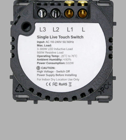 BSEED 1/2/3Gang Wand-Touch-Schalter-Funktionstaste, die Basis von Lichtschaltern, Schalterteil ohne Glasscheibe, Ein-Aus, 1/2Weg.