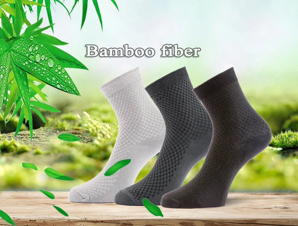 10 Pairs High Quality Bamboo Fiber Men's Socks Business Breathable Deodorant Compression Socks Men Long Big Size EUR 38-46.