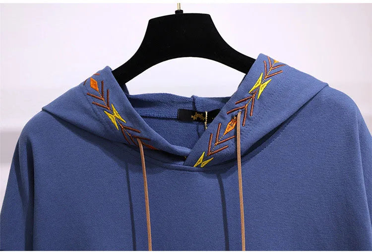 150Kg Plus Größe frauen Frühling Herbst Lose Mit Kapuze Stickerei Sweatshirt Büste 157cm 6XL 7XL 8XL 9XL 10XL lange-Ärmeln Casual Top