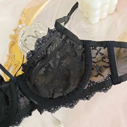 Hollow Black Sexy High Waisted Lingerie with Bow Tie for Women Two-piece Lingerie Set Hot and Transparent Tight and Comfortable.