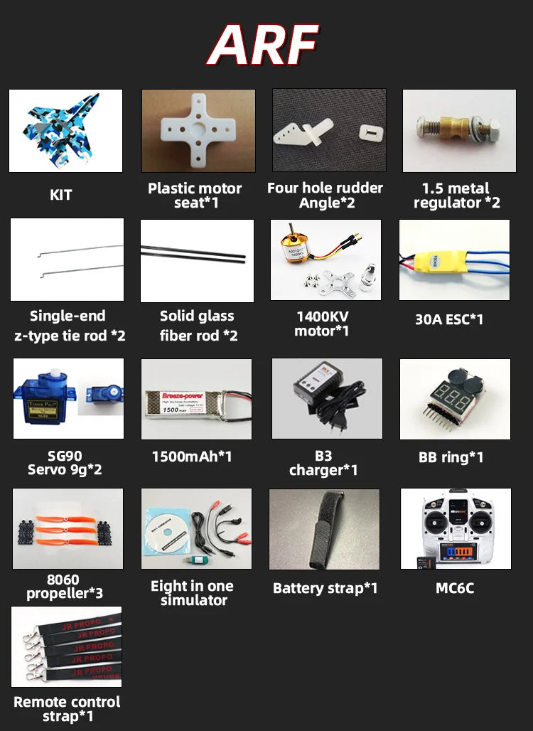 Fixed Wing Model Su27 RC Airplane With Microzone MC6C Transmitter with Receiver and Structure Parts For DIY F22 RC Aircraft.