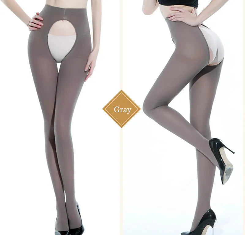 DOIAESKV Women Tights Plus Size 120D Autumn Winter Warm Pantyhose Crotchless High Waist Female Stretchy Slim Skinny Open Tights