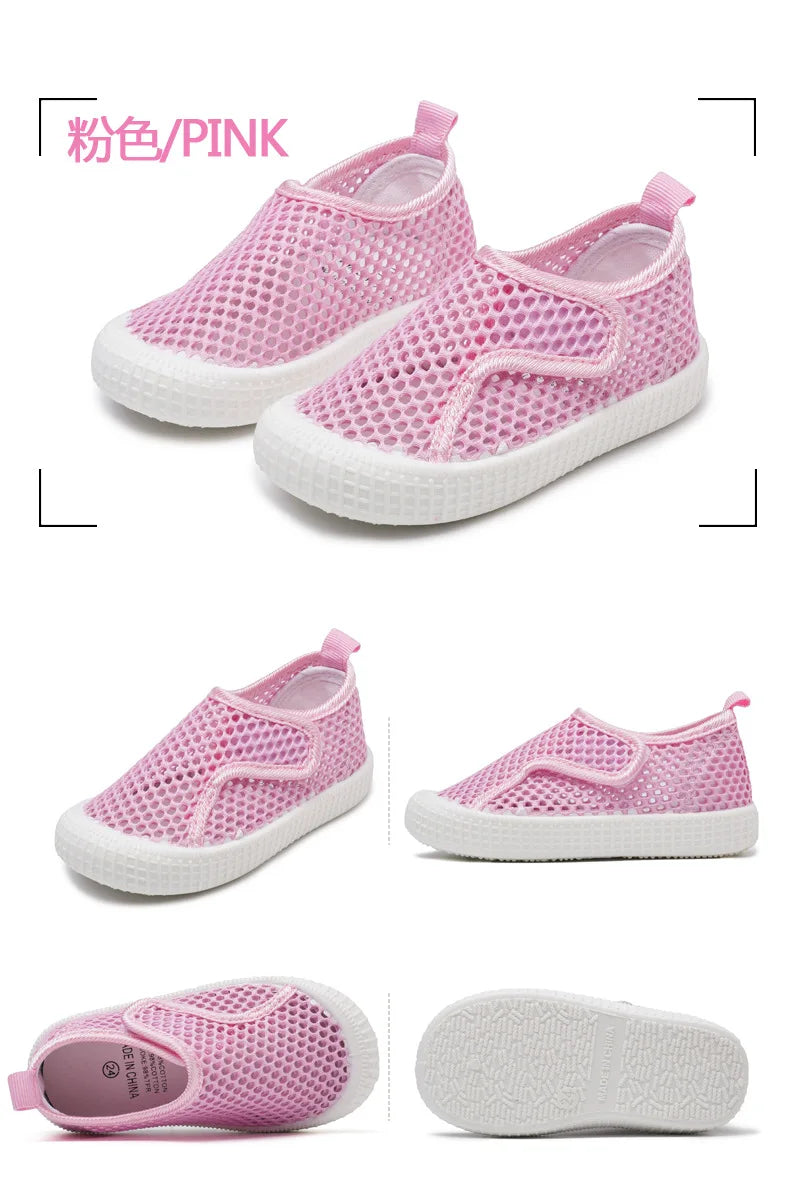 Kids Summer Shoes for Boys Girls Toddlers Children Casual Flats Air Mesh Net Breathable Hollow Cut-outs Sneakers Soft Fashion.