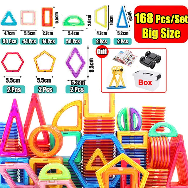 30-168PCS Medium Size Magnetic Building Blocks Magnet Designer Construction Set Montessori Educational Toys For Kids Gifts.