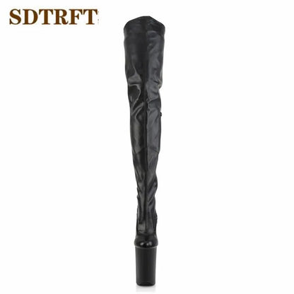 SDTRFT Spring Autumn Fashion Botas Mujer 23cm Thin High Heels Over The Knee Boots Round Toe Lace Up Shoes Woman Wedding Pumps.