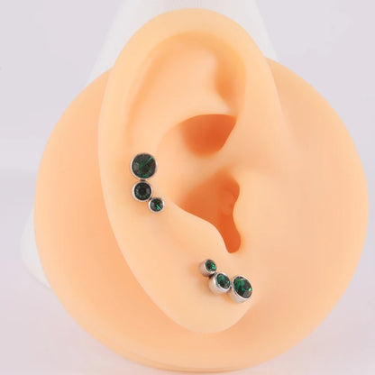 2PCS 361 Surgical Steel Crystal  Ear Tragus Cartilage Earrings 16G Three Zircon Lobe Helix Daith Earring Piercing Body Jewelry.