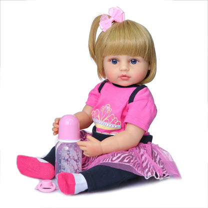NPK 50CM Full Body Soft Silicone Popular Sweet Face Reborn Toddler Baby Girl Doll Birthday Christmas Gift High Quality Doll.
