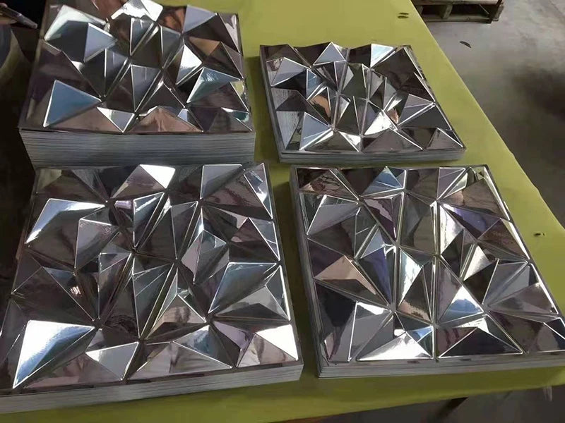 12 PCS 50x50cm car Metal plating color 3D Wall Panel gold luxurious electroplate 3D Wall Stickers Wedding party background wall