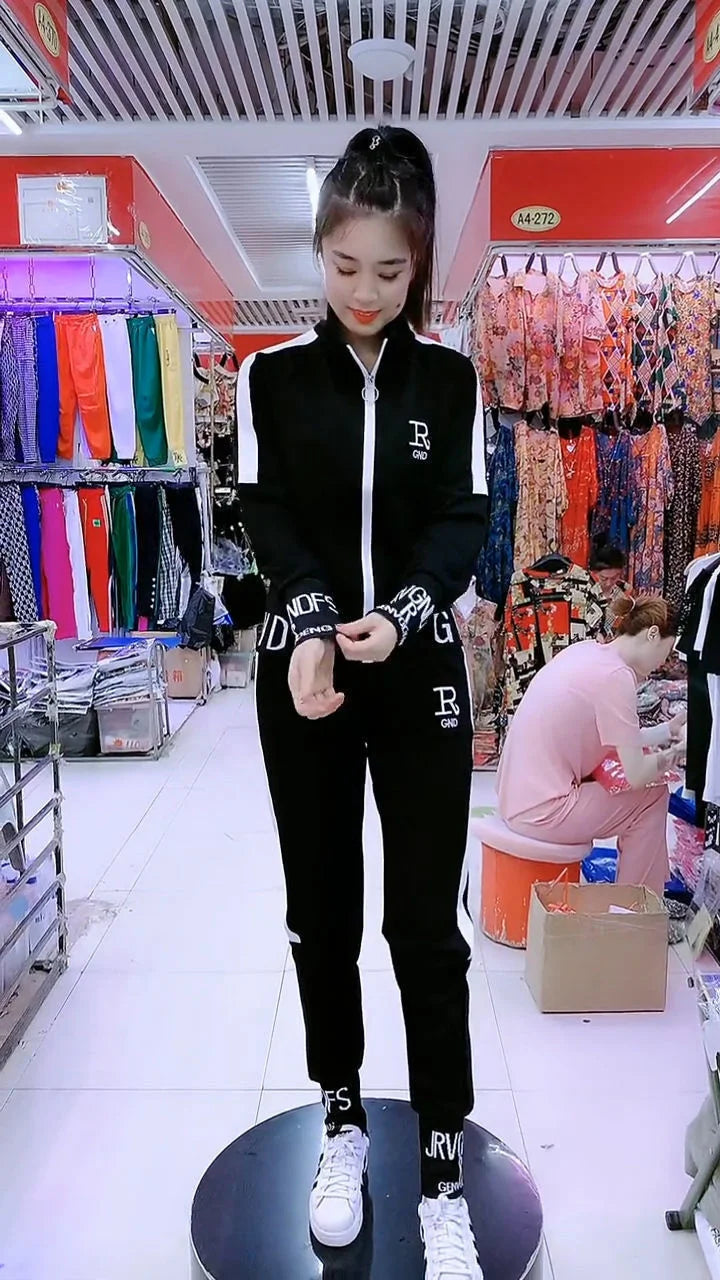 Women's Sportswear Suit 2025 Autumn Winter New Casual Fashion Korean Slim Coat Long Sleeve Sweater Pants Two Piece Set For Women.