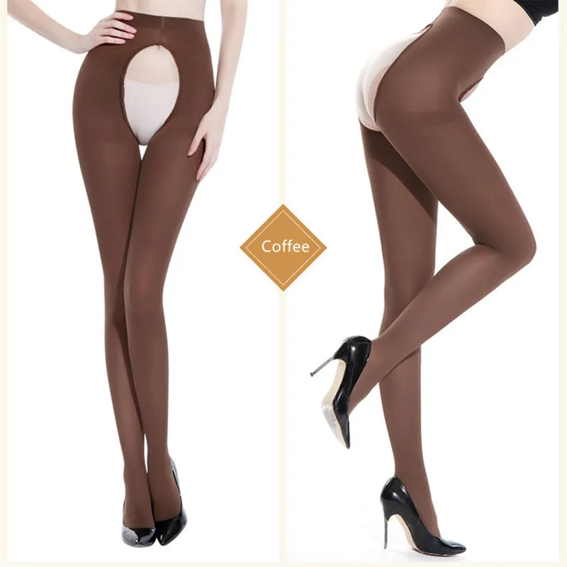 DOIAESKV Women Tights Plus Size 120D Autumn Winter Warm Pantyhose Crotchless High Waist Female Stretchy Slim Skinny Open Tights