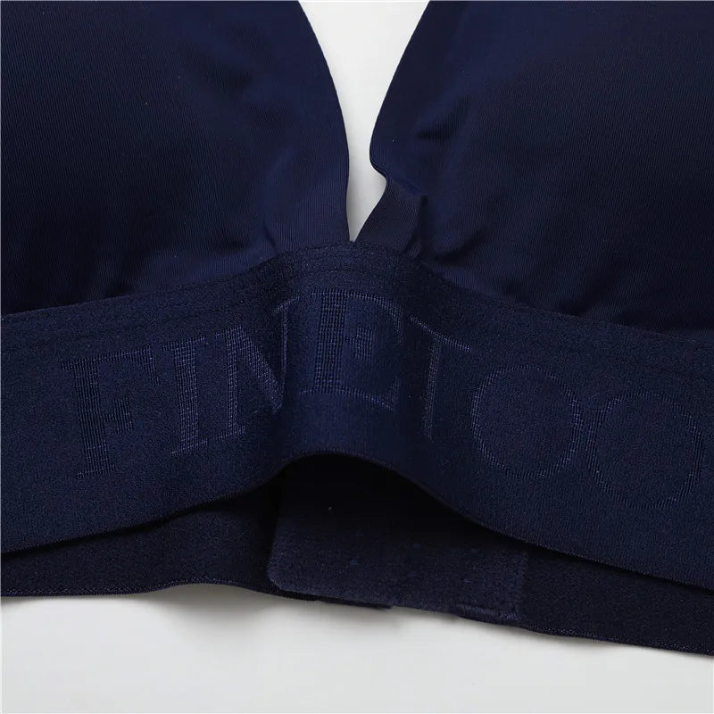 FINETOO Plus Size Women Cropped Top Female Bra S-XL V-Neck Girls Lingerie Active Bras Sexy Woman's Underwear Push Up Tube Tops.