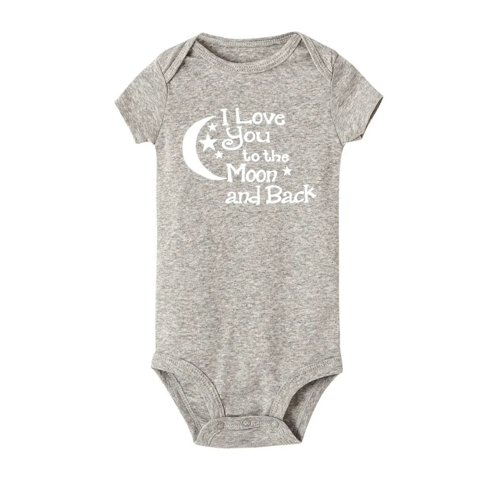 ICH LIEBE DICH ZUM MOND UND ZURÜCK & My Auntie Liebt Mich Gedruckt Jungen Mädchen Infant Playsuits Ein Stück schöne Baby Kid Romper Body.