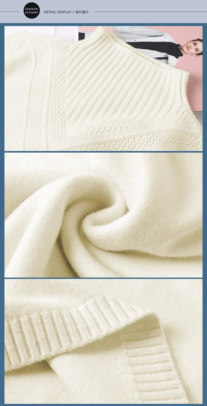 Frühling Herbst Winter Neue Rollkragenpullover Frauen Koreanische Lose Medium Lange Dicke Stricken Top Pullover Bodenbildung Pullover Ziehen