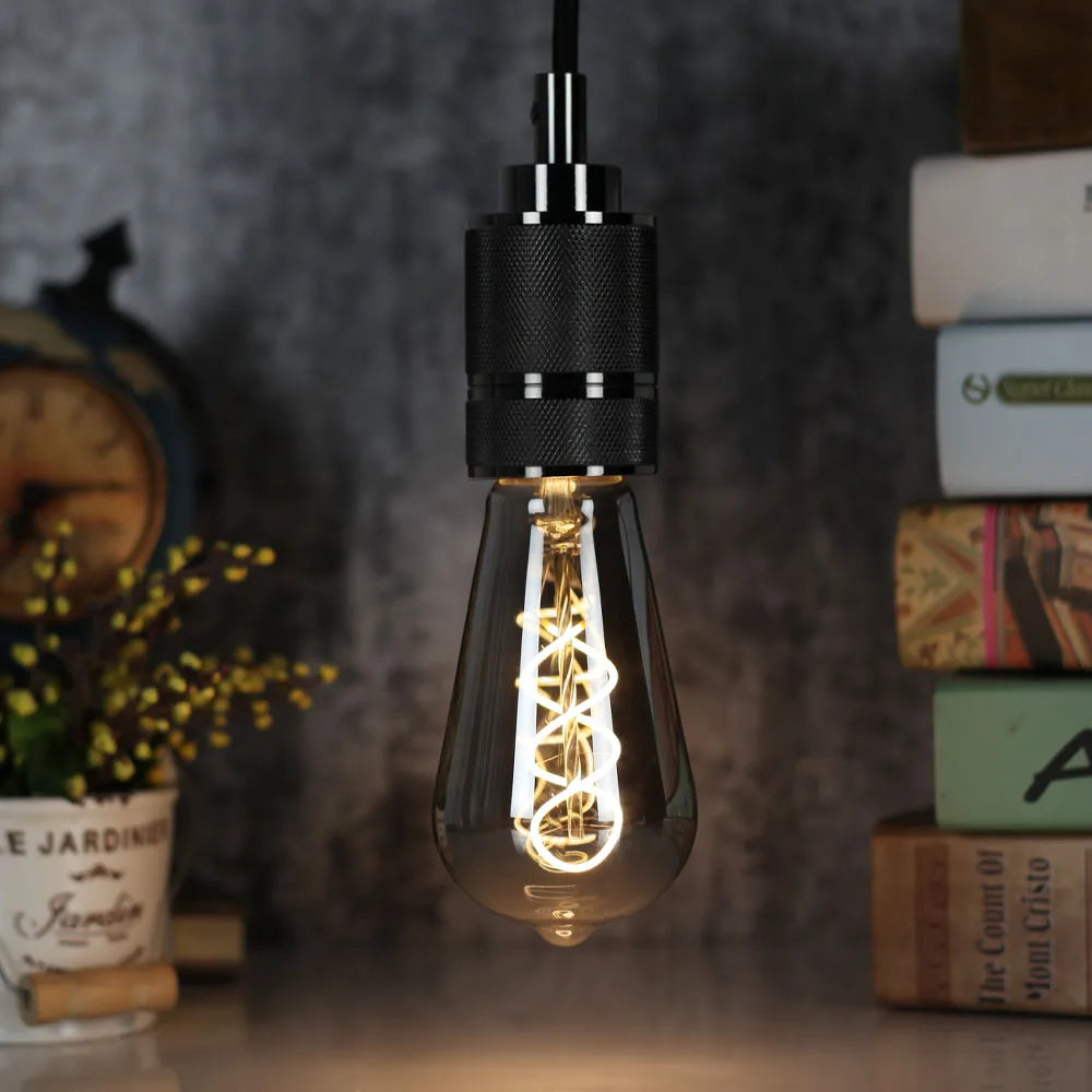 TIANFAN Led Bulbs Vintage Light Bulb ST64 G80 G95 Long Tube Edison Bulb 4W Dimmable 220/240V E27 Smoke Glass 2700K Warm White