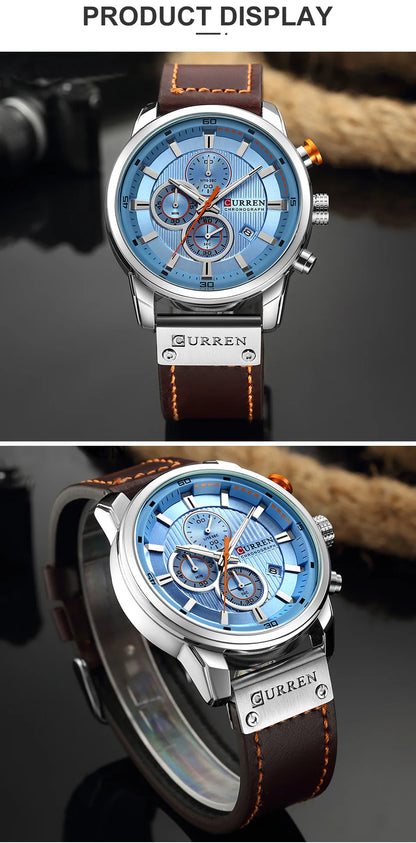CURREN Brand Watch Men Leather Sports Watches Men's Army Military Quartz Wristwatch Chronograph Male Clock Relogio Masculino.