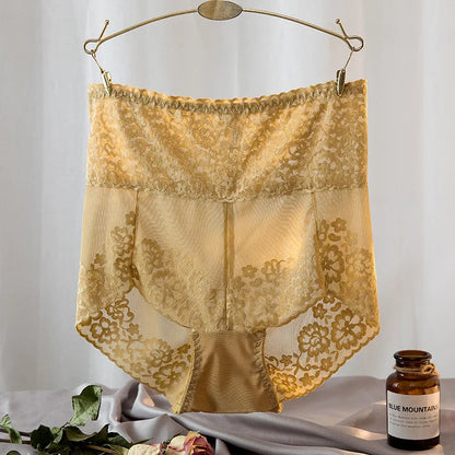 Women Lace High Waist Panties Sexy Mesh Girdle Waist Underwear Quality Plus Size Butt Lifter Knickers Tummy Slim Control Briefs.