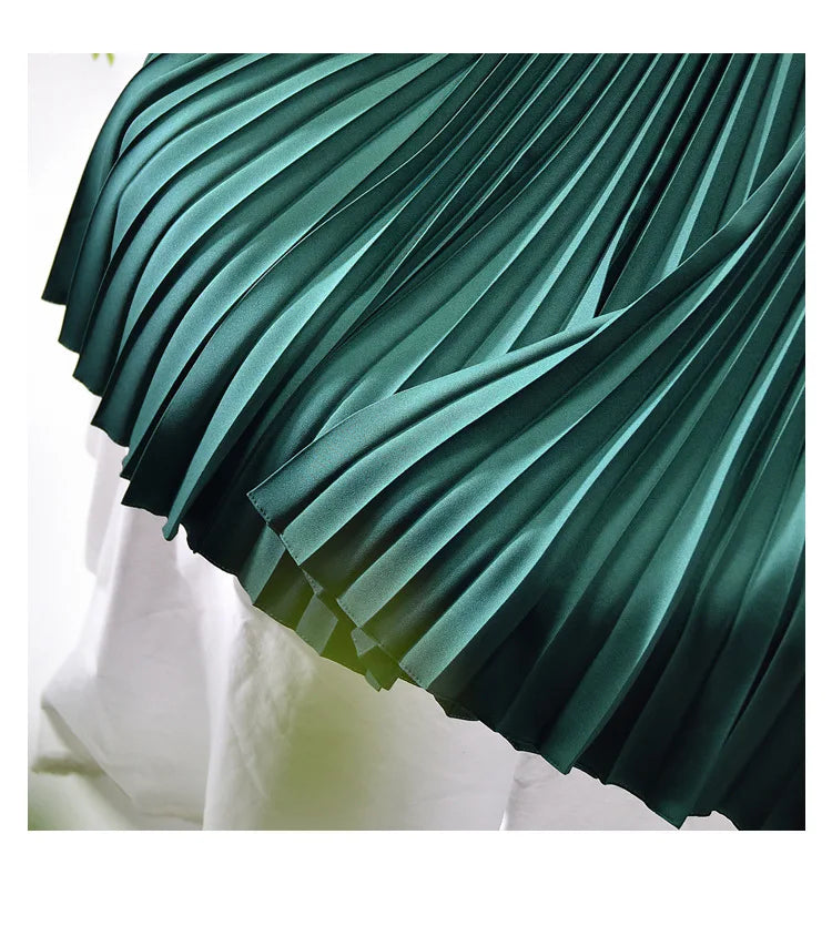 Looks Thin Pleated Skirt 2025 New High Waist A-line Skirt Mid-length Big Size Plaid Skirt Long Pleated Skirt Length 75-90cm