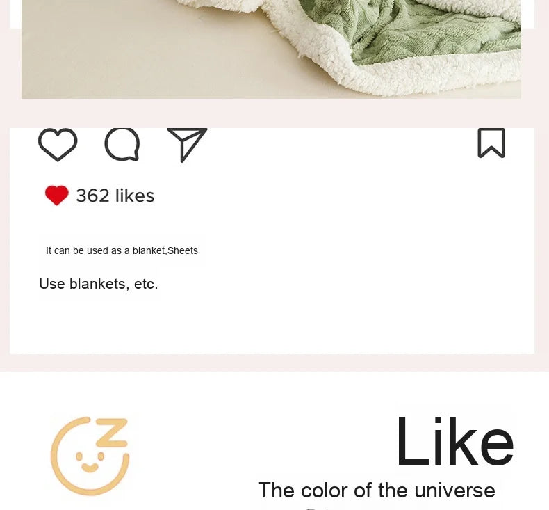 Lamb Fleece Double-Sided Velvet Blanket Double-Layer Thickened Woven Polyester Wearable Blanket.