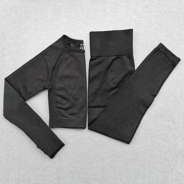 Women Seamless Yoga Set Fitness Clothing Sportswear Woman Gym Leggings Push up legging Cropped Shirts Sports Suits