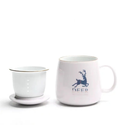 Ceramic Filter Teacup Simple Large Capacity Couple Drinkware Household Coffee Mug with Lid Porcelain Office Tea Separation Cup