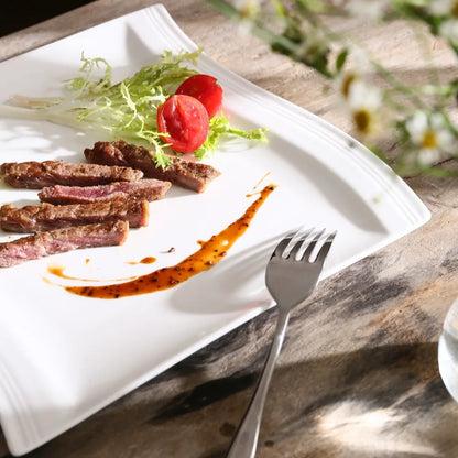 MALACASA 6/12 Piece Flora 10.25" Ivory White Porcelain China Ceramic Cream White Dinner Plates for Dinner/Cake/Beef/Pasta/Fruit.