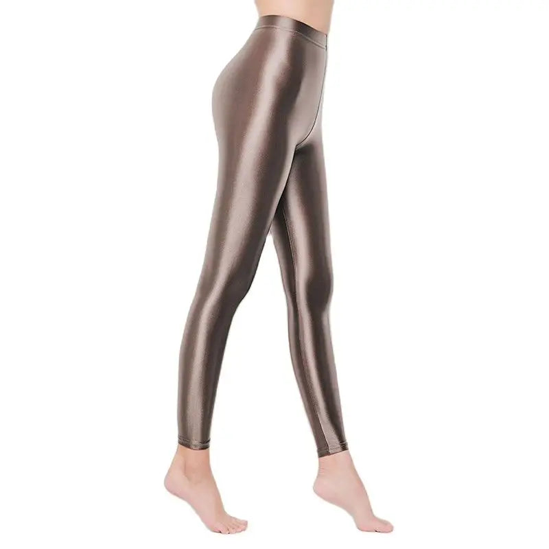 LEOHEX-Satin Glossy Sexy Leggings for Women,Trousers,Glitter Stockings,Shiny,Ankle-Length Pants,High Waist Tights,Japanese Jeggi.