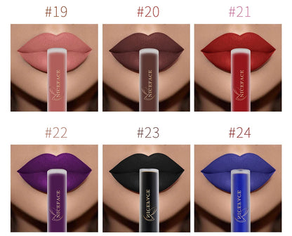 NICEFACE Matte Liquid Lipstick Waterproof Long Lasting Lip Gloss Tint Sexy Red Nude Purple Metallic Lipsticks Makeup Cosmetics.