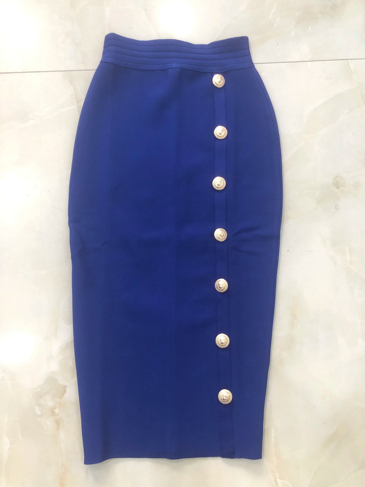 New Arrival Women Button Black Blue Red Bodycon Bandage Skirt 2024 Designer High Waist High Street Party Club Pencil Skirt 75cm.