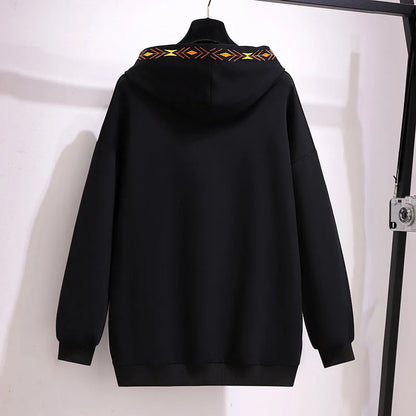 150Kg Plus Größe frauen Frühling Herbst Lose Mit Kapuze Stickerei Sweatshirt Büste 157cm 6XL 7XL 8XL 9XL 10XL lange-Ärmeln Casual Top.