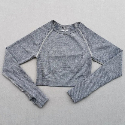 Seamless Yoga Crop Top For Women Long Sleeve Gym Workout Tops with Thumb Holes Sports Running Shirt Women Sportswear