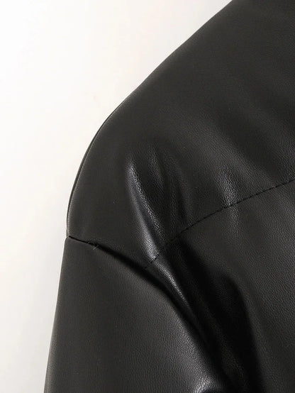 Winter frauen Jacke Dicke Warme Kurze Parka Schwarz Pu Leder Mäntel Frau Parkas Elegante Zipper Baumwolle Jacken Mantel Weibliche neue.