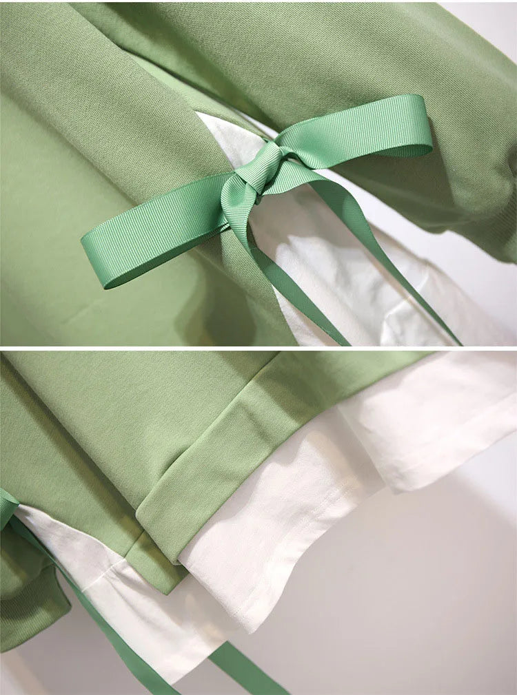 150Kg Plus Größe frauen Herbst Lose Oansatz Sweatshirts Fehlschlag 157cm 6XL 7XL 8XL 9XL 10XL Beiläufige Lange-ärmeln Gefälschte Zwei-stück Top