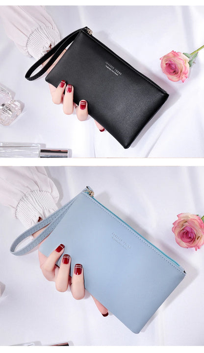 New mobile phone bag female long zipper coin purse female Korean version of pure color wild card bag mobile phone bag wallet.