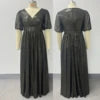 Trendy Luxury Plus Size Women Elegant Evening Dresses Short Sleeve A-line Shiny Party Dresses Women Church Dresses With Lining.