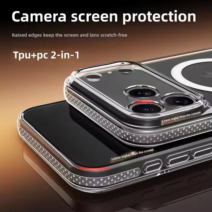 Magnetic Clear Transparent 2-in-1 Phone Case for iPhone 17 Pro Max Shockproof with Bayer Material anti-yellowing.