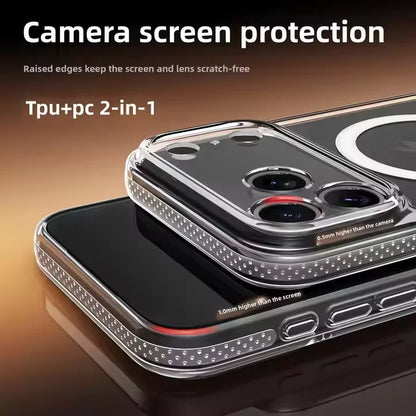 Magnetic Clear Transparent 2-in-1 Phone Case for iPhone 17 Pro Max Shockproof with Bayer Material anti-yellowing.