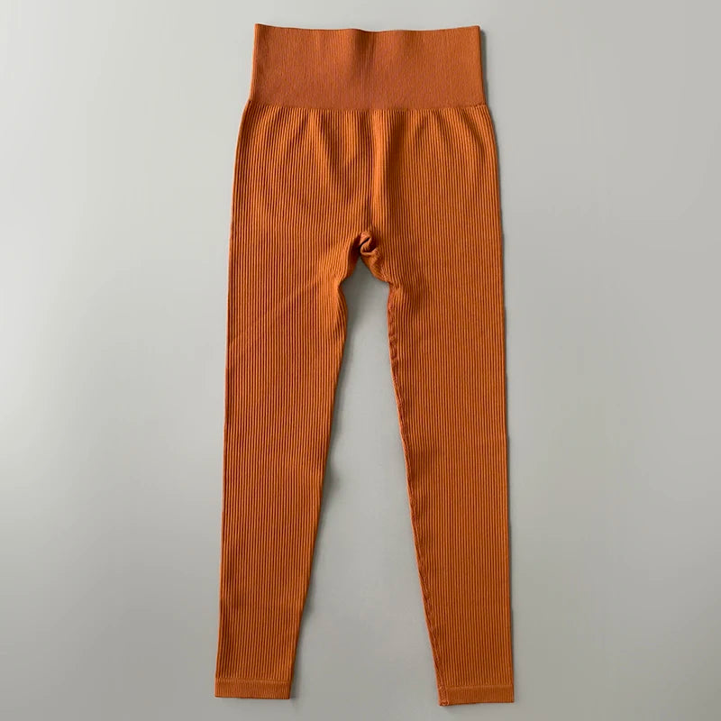 Ribbed Yoga Pants High Waisted Gym Leggings Sport Women Fitness Seamless Female Legging Tummy Control Running Training Tights.