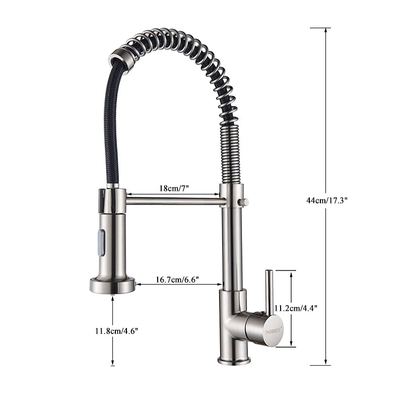 Brushed Gold Kitchen Sink Faucet Spring Pull-down Hot Cold Mixer Faucet Deck Installation Faucet