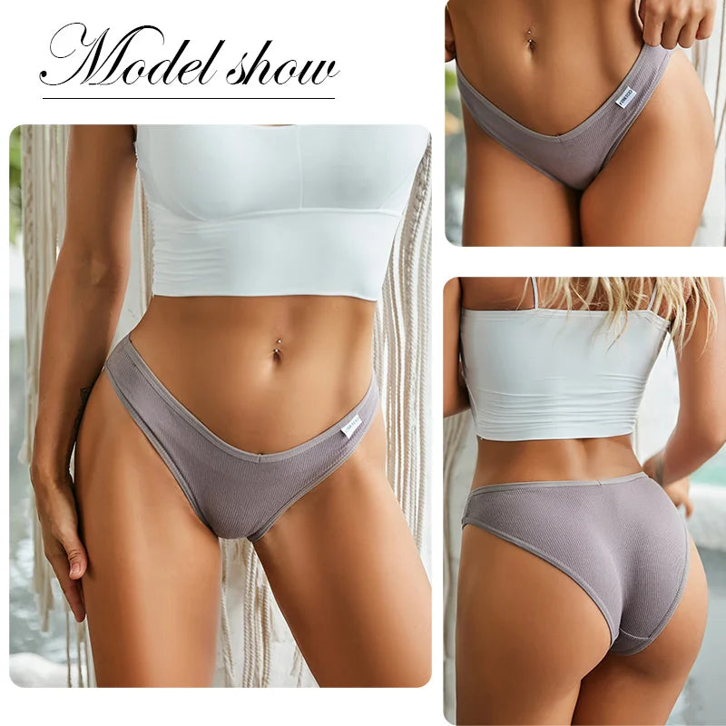 FINETOO 3PCS/Set Women's Underwear Cotton Panty Sexy Panties Female Underpants Solid Color Panty Intimates Women Lingerie M-2XL