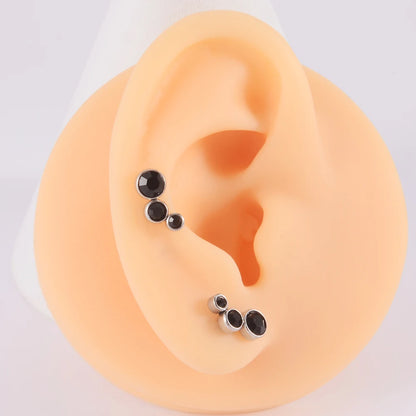 2PCS 361 Surgical Steel Crystal  Ear Tragus Cartilage Earrings 16G Three Zircon Lobe Helix Daith Earring Piercing Body Jewelry