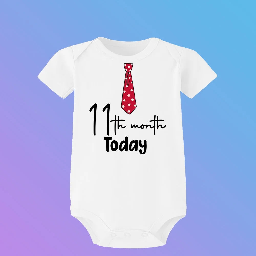 Monatlicher Meilenstein-Baby-Wachstums-Body, cooler Junge, 1–12 Monate, Einteiler, Babyparty, Geschenk, Monatsbilder, monatliche Overall-Kleidung.