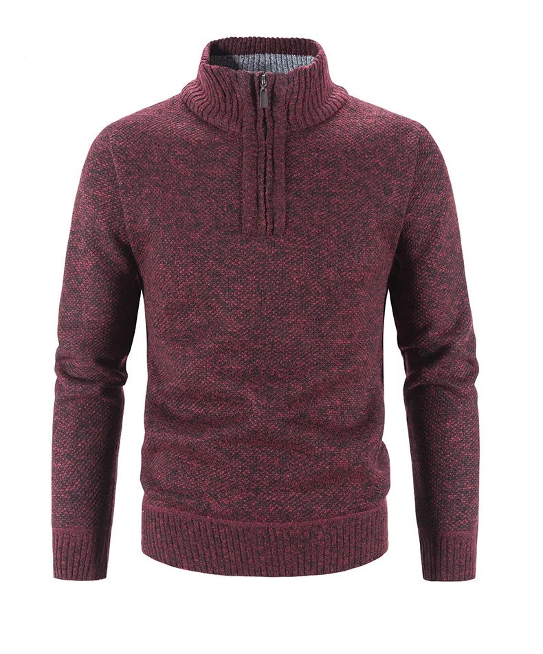 Winter Men's Fleece Thicker Sweater Half Zipper Turtleneck Warm Pullover Quality Male Slim Knitted Wool Sweaters for Spring.