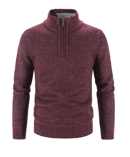 Winter Men's Fleece Thicker Sweater Half Zipper Turtleneck Warm Pullover Quality Male Slim Knitted Wool Sweaters for Spring.