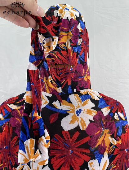 1 Pieces Muslim Hijabs Dress Women's Prayer Garment Dubai Abaya Arab Jibab Islam Flowers Djellaba Femmel Khimar Caftan Clothes.