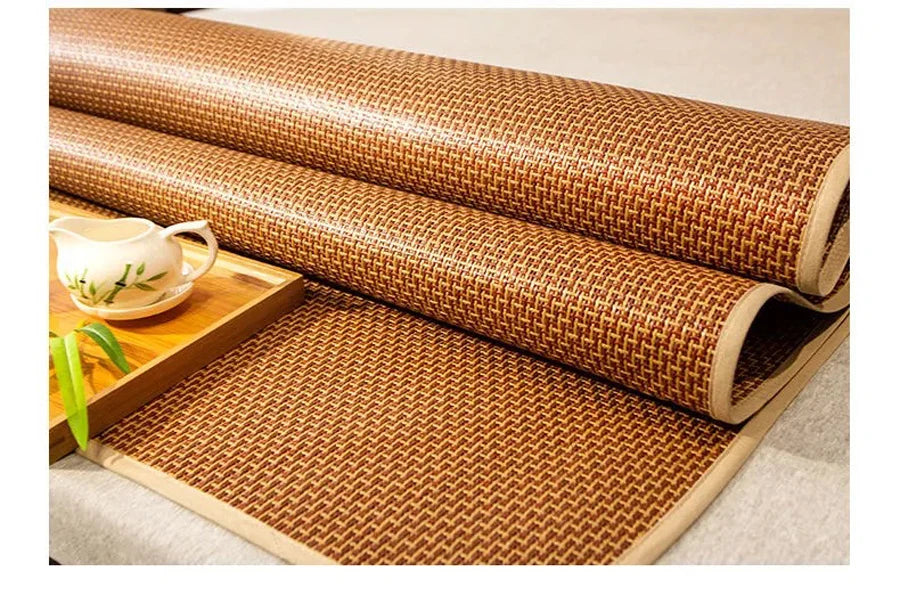 WOSTAR Summer bamboo rattan cooling mattress cool ice sleeping mat single double bed family cold sheet protection pad king size.