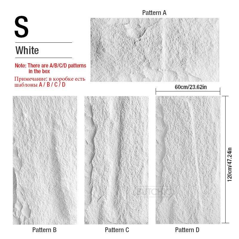 4 pcs 120x60cm high simulation stone 3D wall stickers stone pattern wallpaper wall covering living room 3D wall panel mold tile