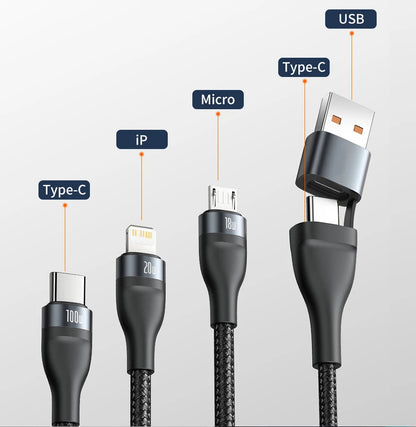 Baseus 3 in 1 USB Type C Cable for iPhone 15 14 13 12 Pro Charger Cable 100W Micro USB Type C Cable for Macbook Samsung Xiaomi.