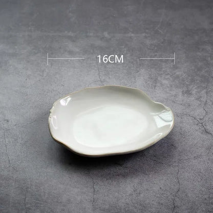 European Style Ceramic Kitchen Tableware Irregular Rice Bowl Creative Dessert Salad Bowl Porcelain Dinner Plate Sauce Dish
